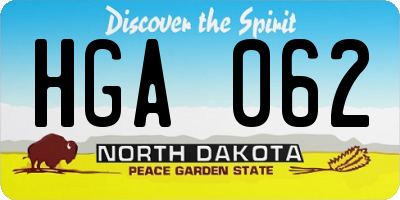 ND license plate HGA062