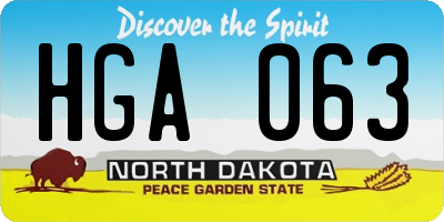 ND license plate HGA063