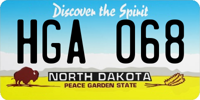 ND license plate HGA068