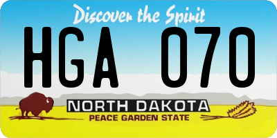 ND license plate HGA070