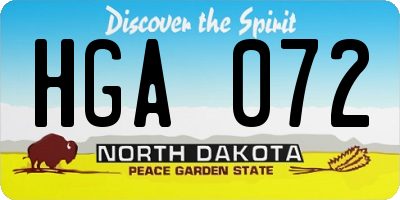 ND license plate HGA072