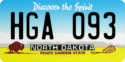 ND license plate HGA093