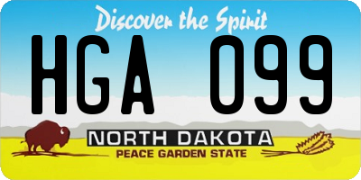 ND license plate HGA099
