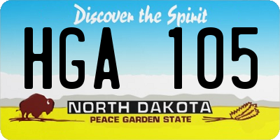 ND license plate HGA105