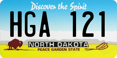 ND license plate HGA121