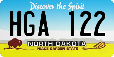 ND license plate HGA122