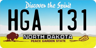 ND license plate HGA131