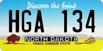 ND license plate HGA134