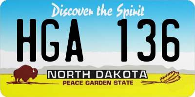 ND license plate HGA136