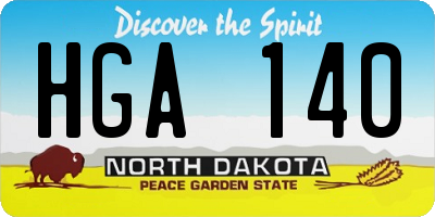 ND license plate HGA140