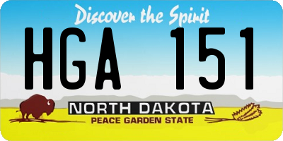 ND license plate HGA151