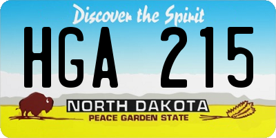 ND license plate HGA215