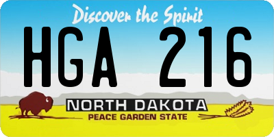 ND license plate HGA216
