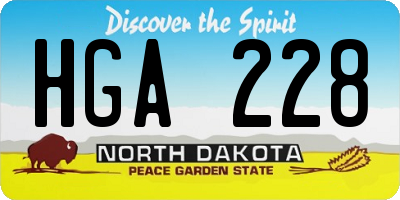 ND license plate HGA228