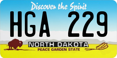 ND license plate HGA229