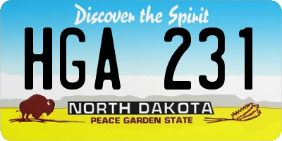 ND license plate HGA231