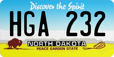 ND license plate HGA232