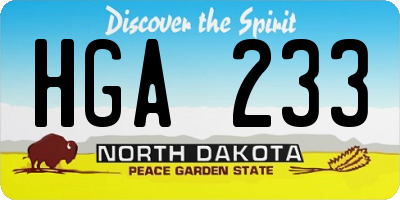ND license plate HGA233