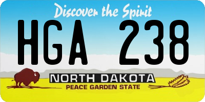 ND license plate HGA238