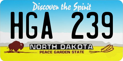 ND license plate HGA239
