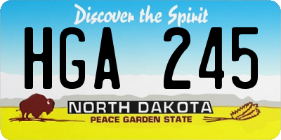ND license plate HGA245