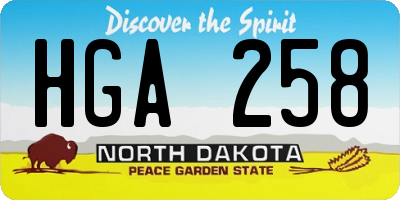 ND license plate HGA258