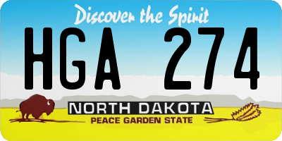 ND license plate HGA274