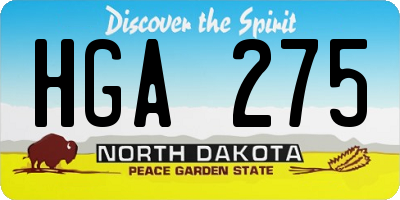 ND license plate HGA275