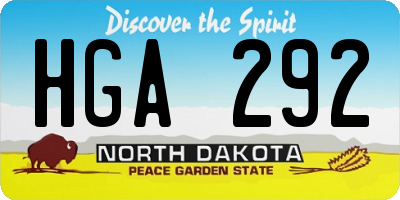 ND license plate HGA292