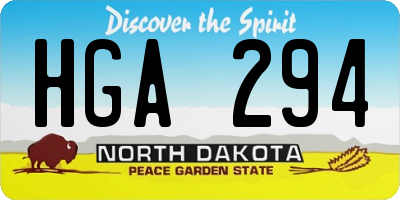 ND license plate HGA294