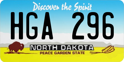 ND license plate HGA296