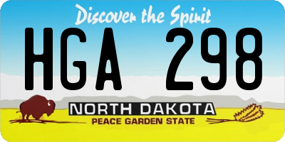 ND license plate HGA298