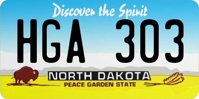 ND license plate HGA303