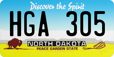 ND license plate HGA305