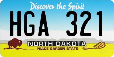 ND license plate HGA321