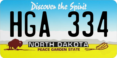 ND license plate HGA334