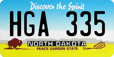 ND license plate HGA335