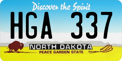 ND license plate HGA337