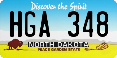 ND license plate HGA348