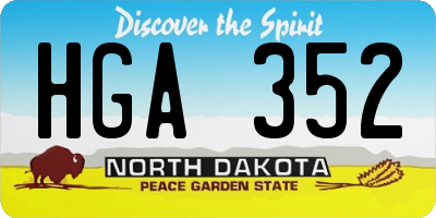 ND license plate HGA352