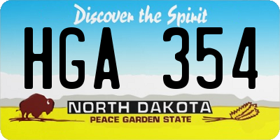 ND license plate HGA354