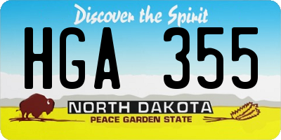 ND license plate HGA355
