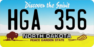 ND license plate HGA356