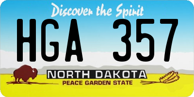 ND license plate HGA357