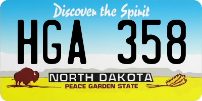 ND license plate HGA358