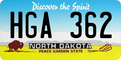 ND license plate HGA362