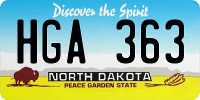 ND license plate HGA363