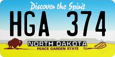 ND license plate HGA374