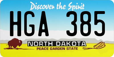 ND license plate HGA385