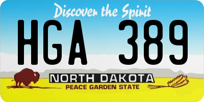 ND license plate HGA389